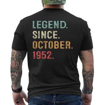 70 Years Old Legend Since October 1952 70Th Birthday Mens Back Print T-shirt - Thegiftio