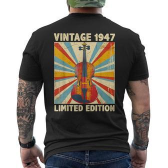 77 Years Old Vintage 1947 Voilin Lover 77Th Birthday Men's T-shirt Back Print - Monsterry