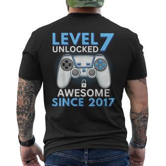 7Th Birthday Boy Seven Gamer Level 7 Unlocked Men's T-shirt Back Print | Mazezy