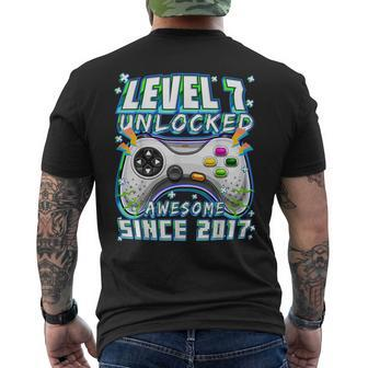 7Th Birthday Gamer 7 Years Old Bday Boy Seven Son Men's T-shirt Back Print - Seseable