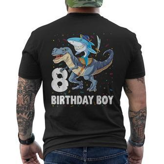 8 Year Old 8Th Birthday Boy Shark Dinosaur Pirate Men's T-shirt Back Print - Monsterry DE