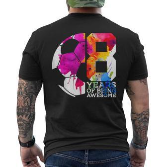 8 Years Of Being Awesome Soccer 8Th Birthday Men's T-shirt Back Print - Monsterry