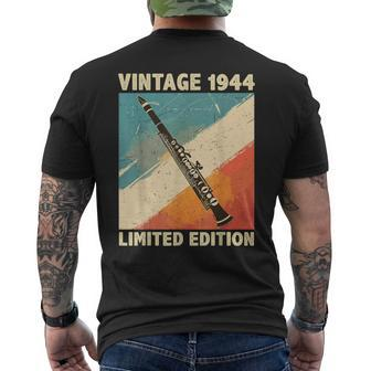 80 Years Old Vintage 1944 Clarinet Lover 80Th Birthday Men's T-shirt Back Print - Monsterry UK