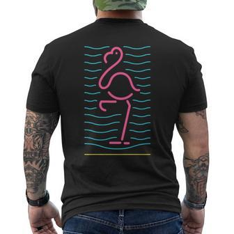 80S Retro Neon Sign Pink Flamingo Bird 80'S Men's T-shirt Back Print | Mazezy
