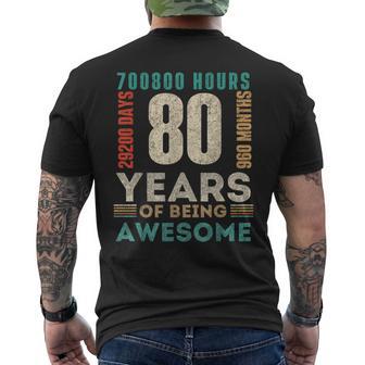 80Th Birthday Hours Days Months 80 Years Old Bday Men's T-shirt Back Print - Monsterry AU