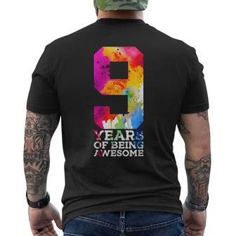 9 Years Of Being Awesome 9Th Birthday Men's T-shirt Back Print - Seseable