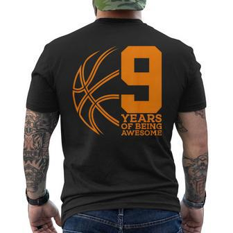 9 Years Of Being Awesome Basketball 9Th Birthday Men's T-shirt Back Print - Thegiftio UK