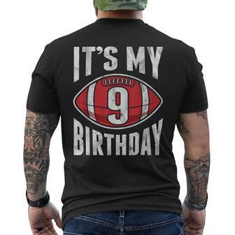 9 Years Old American Football 9Th Birthday Boy Retro Style Men's T-shirt Back Print - Seseable