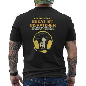 911 Dispatcher Dad Dispatching Daddy Father Father's Day Mens Back Print T-shirt | Mazezy AU