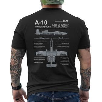 A-10 Thunderbolt Ii Warthog Military Jet Spec Diagram Men's T-shirt Back Print - Monsterry