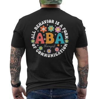 Aba Therapist Behavior Analyst Autism Therapy Rbt Floral Men's T-shirt Back Print - Monsterry DE