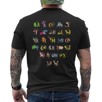 Abc Animals Identification A-Z Types Of Zoo Animals Alphabet Men's T-shirt Back Print - Monsterry