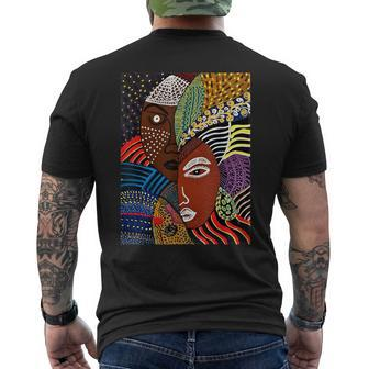 Abstract Brown Skin African American Tribal Mask Black Men's T-shirt Back Print - Thegiftio