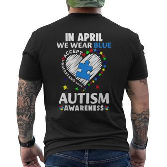 Accept Understand In April We Wear Blue Autism Awareness Men's T-shirt Back Print | Mazezy