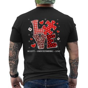 Accept Understand Love Autism Awareness Valentine's Day Men's T-shirt Back Print - Monsterry