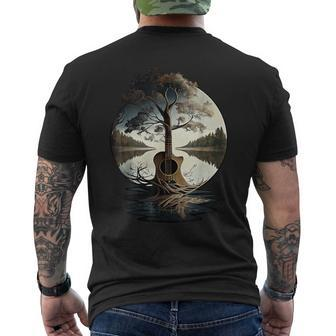 Acoustic Guitar Tree By The Lake Guitarist Men's T-shirt Back Print - Monsterry DE
