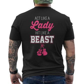 Act Like A Lady Hit Like A Boss Boxing Men's T-shirt Back Print - Monsterry