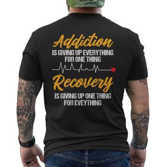Addiction Recovery Sobriety Anniversary Aa Na Heartbeat Men's T-shirt Back Print - Monsterry