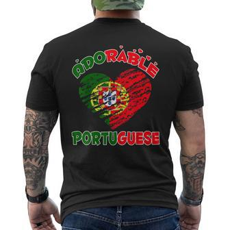 Adorable Portuguese Heart Distressed Flag Souvenir Men's T-shirt Back Print - Monsterry CA
