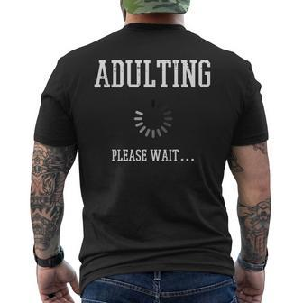 Adulting Please Wait Saying 18Th Birthday Boys Girls Men's T-shirt Back Print - Monsterry