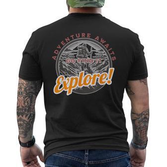 Adventure Awaits Go Find It Explore Travel Adventure Men's T-shirt Back Print - Monsterry