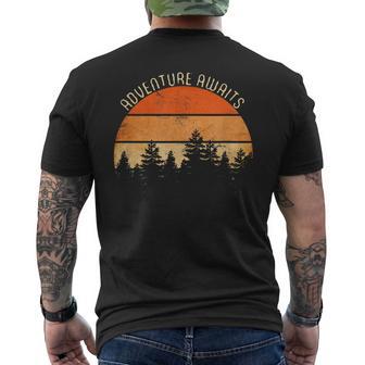 Adventure Awaits Retro Hiking Men's T-shirt Back Print - Thegiftio UK