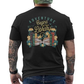 Adventure Begins At Your Library Summer Reading Men's T-shirt Back Print | Mazezy UK