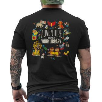 Adventure Begins At Your Library Summer Reading 2024 Animals Men's T-shirt Back Print - Seseable