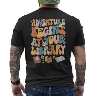 Adventure Begins At Your Library Summer Reading 2024 Flowers Men's T-shirt Back Print - Seseable
