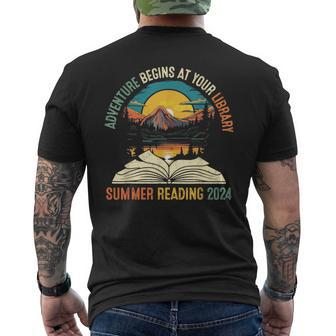Adventure Begins At Your Library Summer Reading 2024 Vintage Men's T-shirt Back Print - Monsterry DE