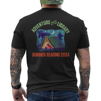 Adventure Begins At Your Library Summer Reading Program 2024 Men's T-shirt Back Print - Monsterry