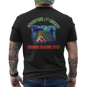 Adventure Begins At Your Library Summer Reading Program 2024 Men's T-shirt Back Print - Seseable