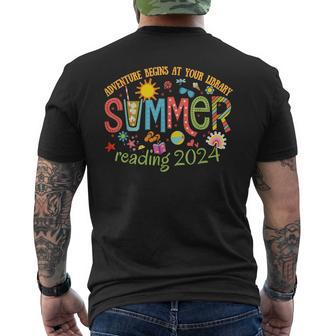 Adventure Begins At Your Library Summer Reading Program 2024 Men's T-shirt Back Print | Mazezy DE