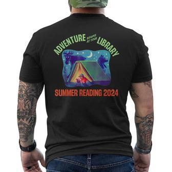 Adventure Begins At Your Library Summer Reading Program 2024 Men's T-shirt Back Print - Thegiftio UK