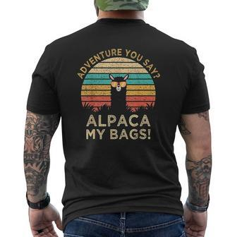 Adventure You Sa Alpaca My Bags Vintage Travel Mens Back Print T-shirt - Seseable