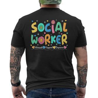 Advocate Support And Empower Social Worker Social Work Month Men's T-shirt Back Print - Monsterry AU