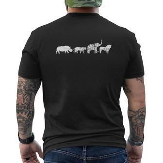 Africa Animals Rhino Lion Elephant Namibia Vintage Mens Back Print T-shirt - Seseable
