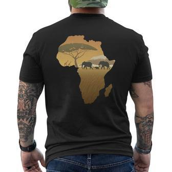 Africa Elephant Map Dad South Animal Big Five Safari Mens Back Print T-shirt - Thegiftio UK