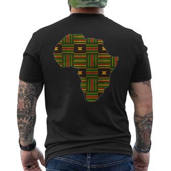 Africa Map Kente Pattern Green African Ghana Style Ankara Men's T-shirt Back Print - Monsterry