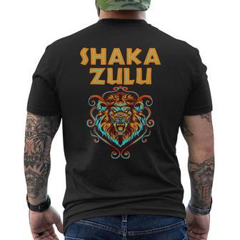 Africa Pride Zulu Warrior Shaka Lion African Tribe King Zulu Men's T-shirt Back Print - Monsterry