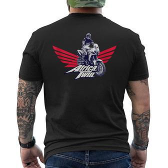 Africa Touring Twin Motorcycle Stripes Logo Men's T-shirt Back Print - Monsterry