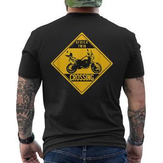 Africa Twin Crossing Kurzärmliges Herren-T-Kurzärmliges Herren-T-Shirt für Motorradfans, Schwarzes Design - Seseable