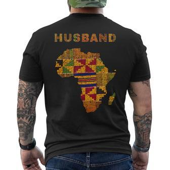 Afro Black Husband African Ghana Kente Cloth Couple Matching Men's T-shirt Back Print - Thegiftio