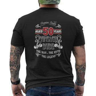 Aged 50 Years Vintage Dude Mens Back Print T-shirt - Thegiftio UK