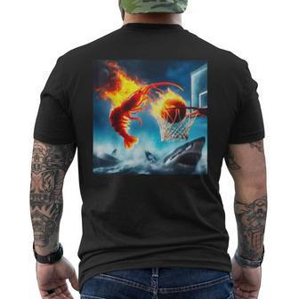 Ai Shrimp Dunking On Shark Men's T-shirt Back Print - Seseable