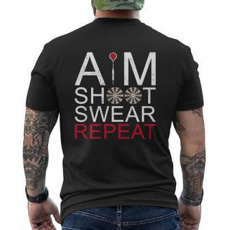 Aim Shoot Swear Repeat Darts Retro Vintage Mens Back Print T-shirt - Thegiftio UK