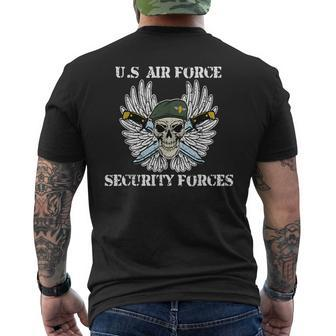 Air Force Security Forces -Cool Distressed Skull Men's T-shirt Back Print - Monsterry DE