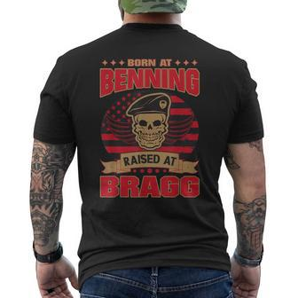 Airborne Veteran Us Flag Born At Benning Raised At Bragg Men's T-shirt Back Print - Monsterry UK