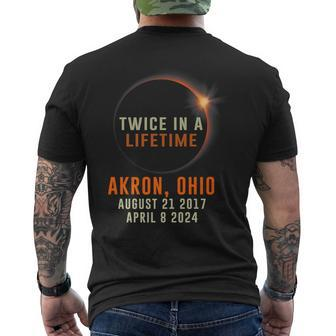 Akron Ohio Total Solar Eclipse 2024 Twice In A Lifetime Men's T-shirt Back Print | Mazezy