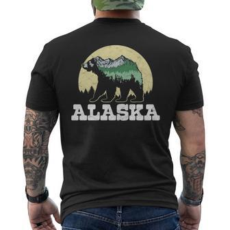 Alaska Bear Sketch Mountains And Trees Men's T-shirt Back Print | Mazezy